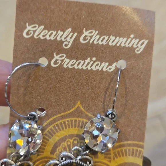 Upcycled Designer Inspired Handmade Dangle Earrings - Picture 2 of 8